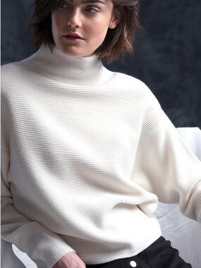 Philosophy Cream Ribbed Turtleneck Sweater